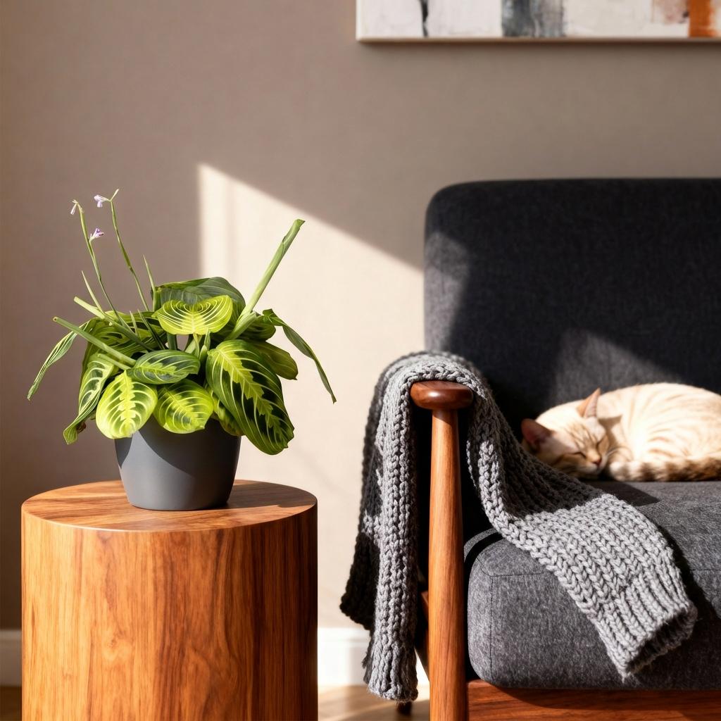Green boutiQ - Kamerplant - Maranta Fascinator Lemon Lime - Gebedsplant - Huisdiervriendelijke Plant - Groen - 1 Plant - met Potter Grijs - Pot 12cm - Hoogte 25cm