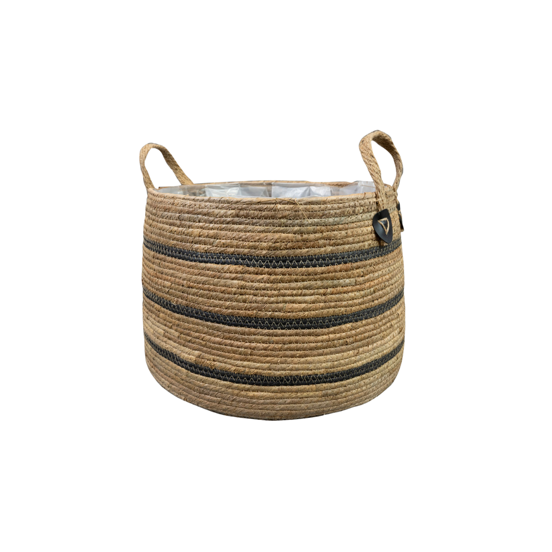 Plantenmand Isla Black | Zwarte gevlochten mand voor kamerplanten