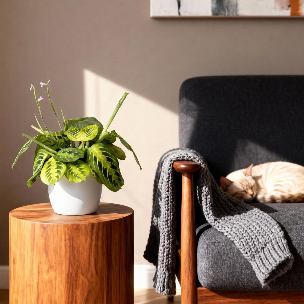 Green boutiQ - Kamerplant - Maranta Fascinator Lemon Lime - Gebedsplant - Huisdiervriendelijke Plant - Groen - 1 Plant - met Potter Wit - Pot 12cm - Hoogte 25cm
