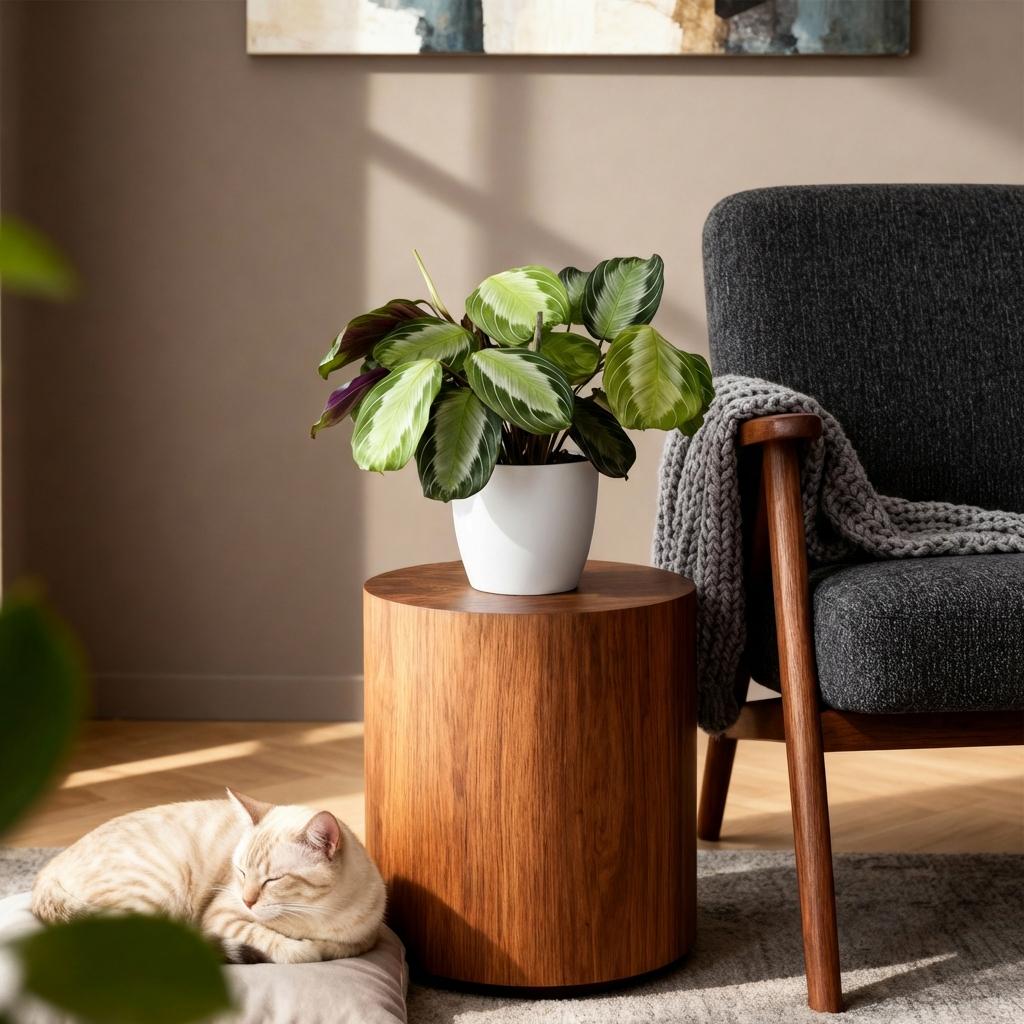 Green boutiQ - Kamerplant - Maranta Fascinator Silverband - Gebedsplant - Huisdiervriendelijke Plant - Groen - 1 Plant - met Potter Wit - Pot 12cm - Hoogte 25cm